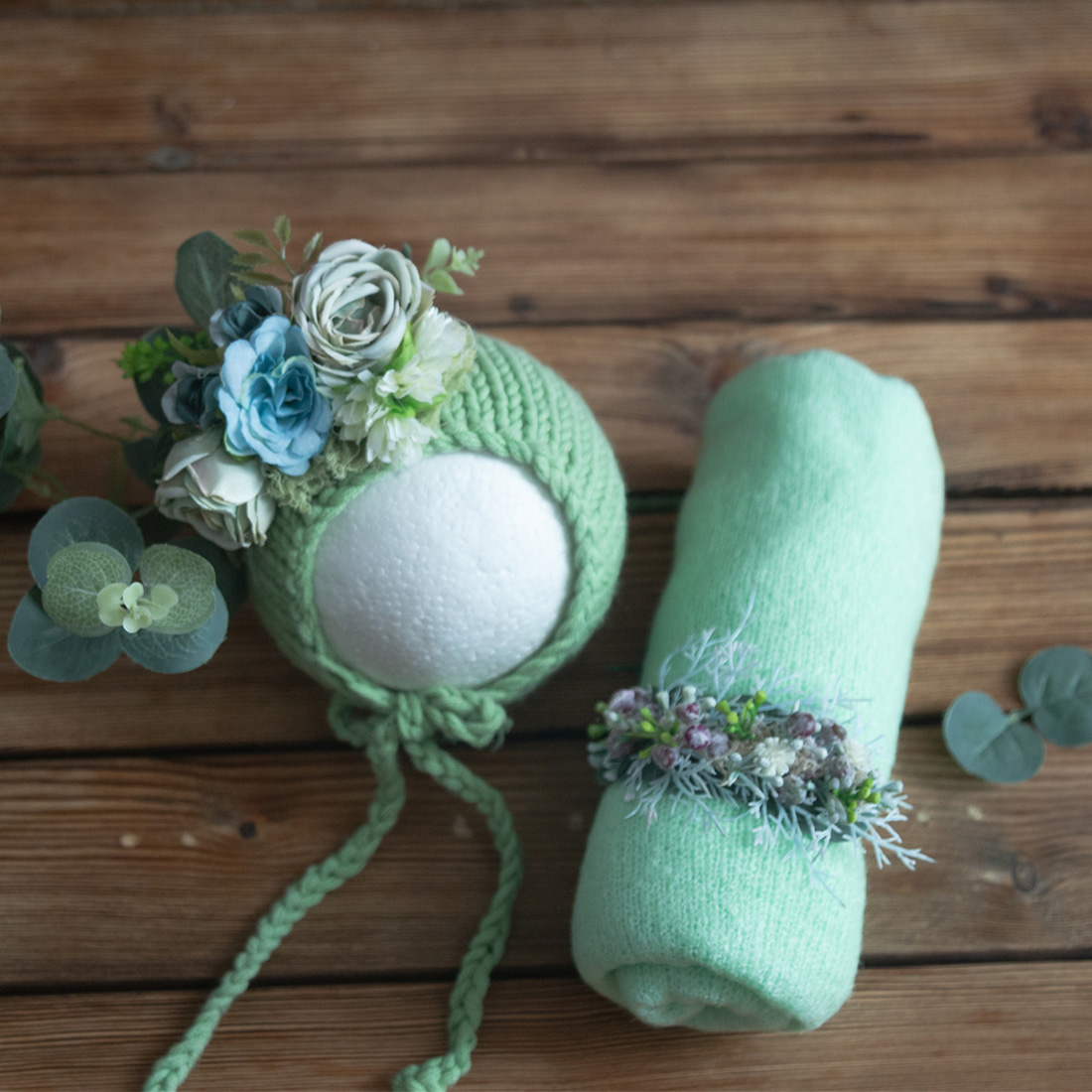 Photography Newborn - Set 3 potong: Topi Rajut Vintage