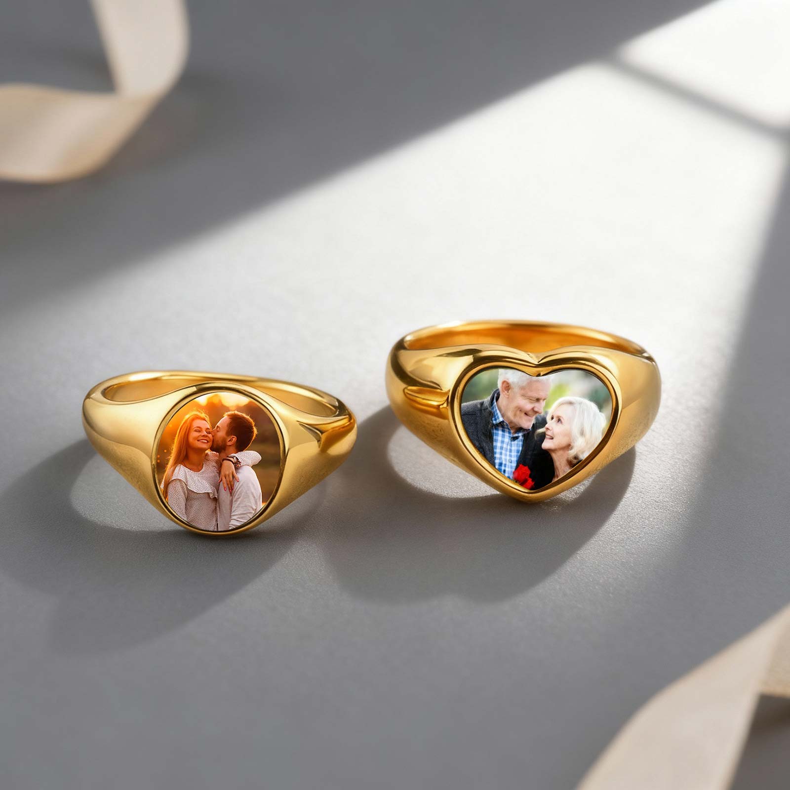 Photographic Memory - Cincin Foto Kustom untuk Wanita, Baja