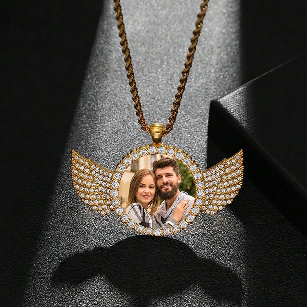 Photographic Memory - Kalung Sayap Malaikat Kristal Foto Kustom
